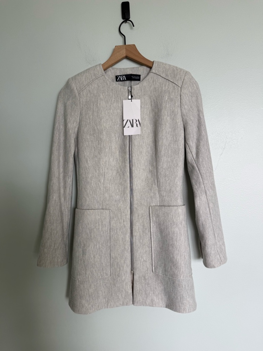 Zara Zip Up Grey Light Weight Coat - Picture 2 of 6